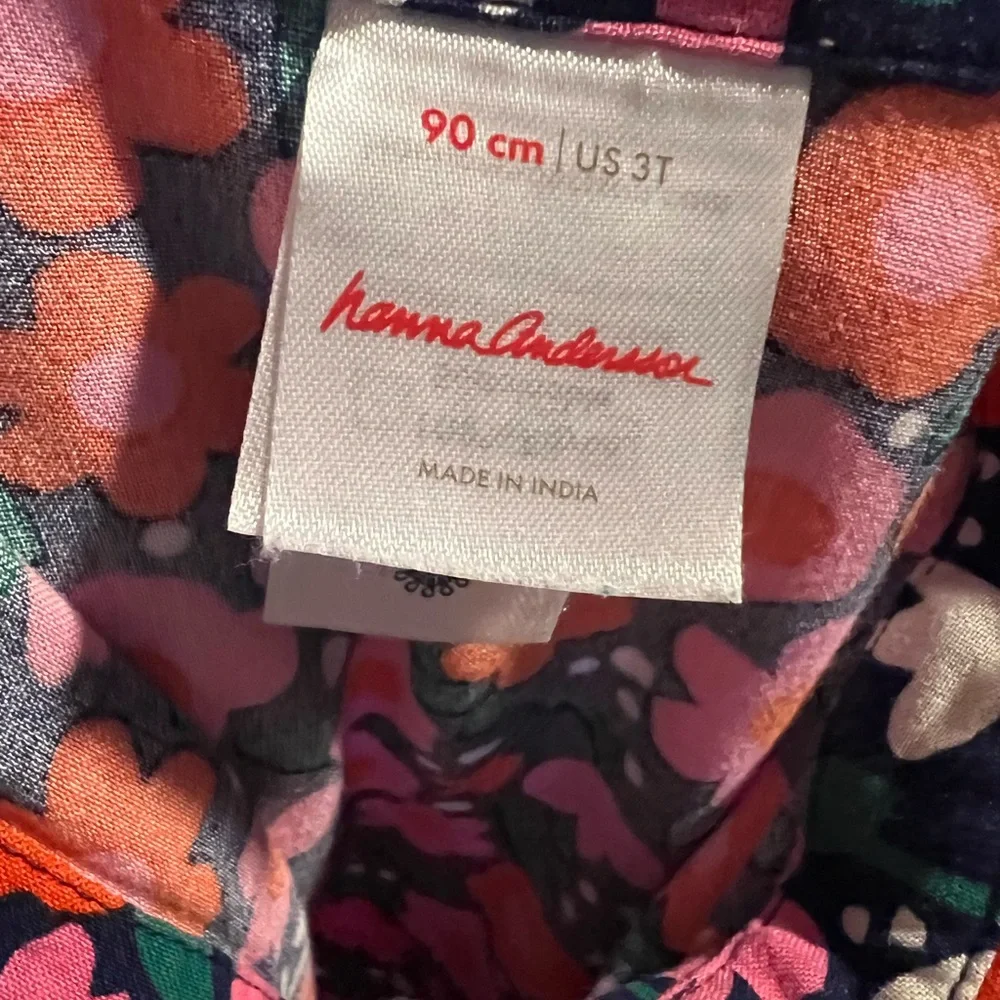 Hanna Andersson Navy Dress with Pink & Orange Floral Print - Picture 2 of 2